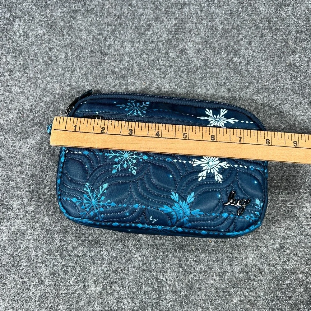 Lug‎ Peekaboo Convertible Crossbody Bag Blue Floral Zip Pockets Quilted RFID